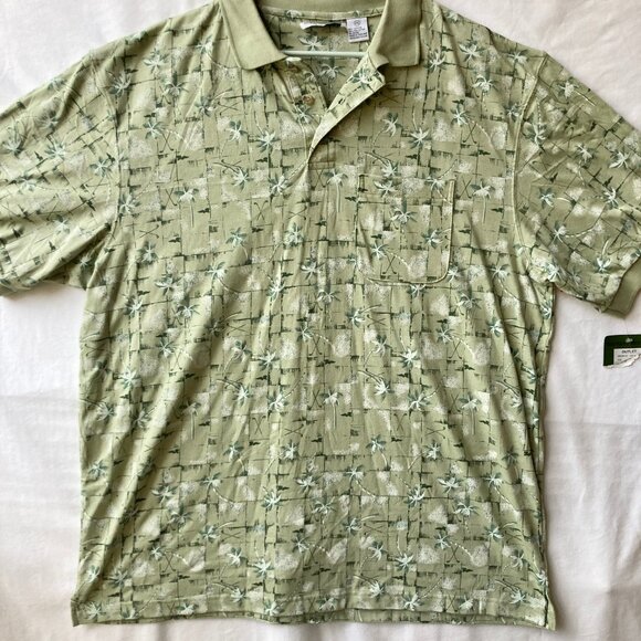 Michael Austin Golf Shirt Mens Size XXL Vintage All Over Print Clubs Palm Tree - Picture 3 of 11